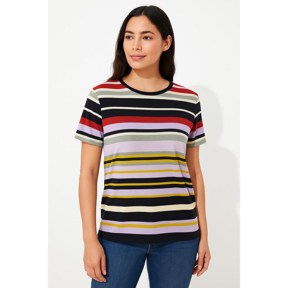 LOFT Multicolor Short Sleeve Striped Cotton Casual Tshirt Large everyday comfy